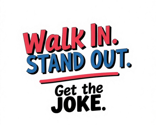 🤩 Walk In. Stand Out. Get the Joke. cover photo collage