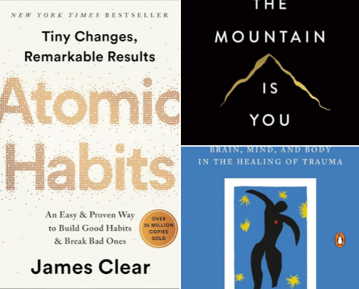 self-help books that CHANGED my life cover photo collage
