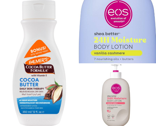 My favorite body lotions for my crusty dusty dry skin. cover photo collage