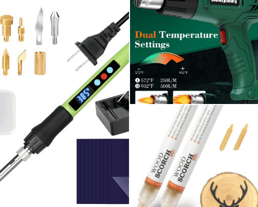 Wood Burning and Epoxy supplies cover photo collage