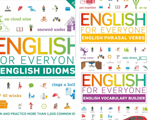 Free PDF - Teaching resources alongside English for Everyone: English Idioms: An ESL Book of Over 1,000 English Phrases and Expressions cover photo collage