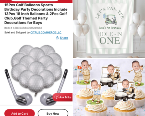 🎈 🎂 ⛳️ Hole in ONE 1️⃣ Birthday Theme cover photo collage