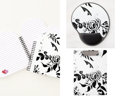 Elegant Black and White Faded Floral Designs cover photo collage