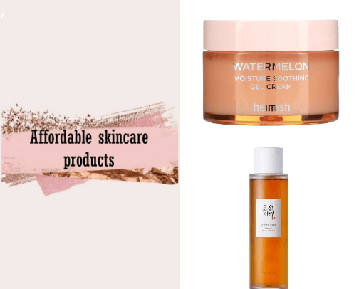 Affordable skincare products cover photo collage