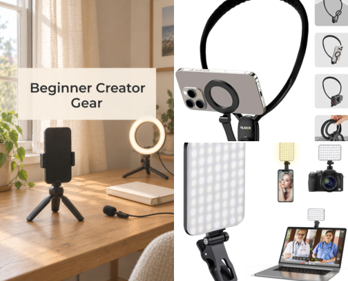 Beginner Content Creator Starter Kit: Gear & Apps I Use at 65 cover photo collage