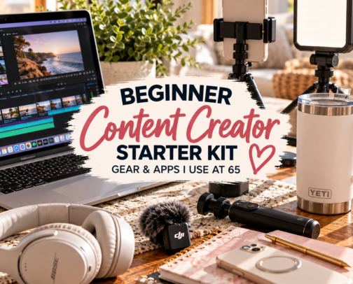 Beginner Content Creator Starter Kit: Gear & Apps I Use at 65 cover photo collage