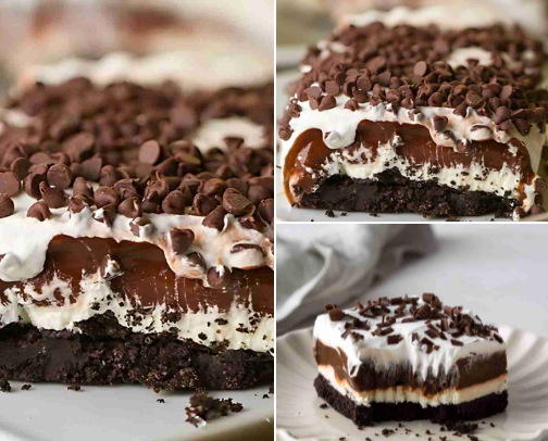 NO Bake Chocolate Lasagna cover photo collage