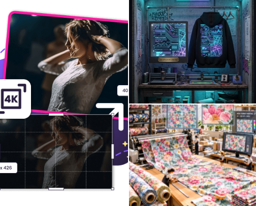 AI Image Upscaler & 300 DPI Print Studio cover photo collage