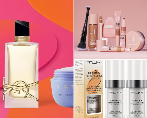 Beauty products cover photo collage