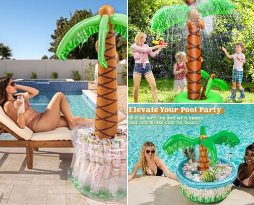 Inflatable pool party decor & rafts cover photo collage