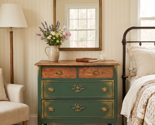 The Products I Used to Upcycle an Old Buffet Cabinet cover photo collage