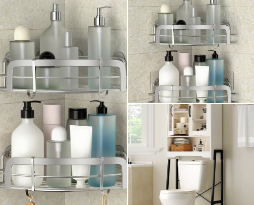 15 Rental-Friendly Bathroom Shelves cover photo collage