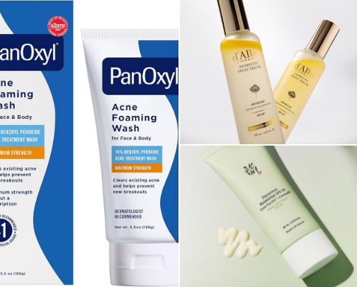 skincare - acne, glowy skin, hydration, color correction cover photo collage