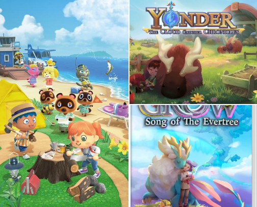 Favorite cozy video games cover photo collage