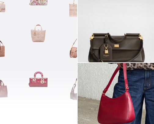 Different styles of pretty bags cover photo collage