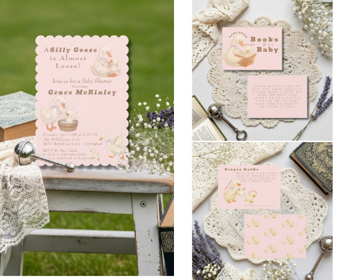 A Silly Goose Pink Baby Shower Collection cover photo collage