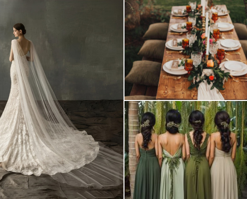Romantic Nature Themed Wedding cover photo collage