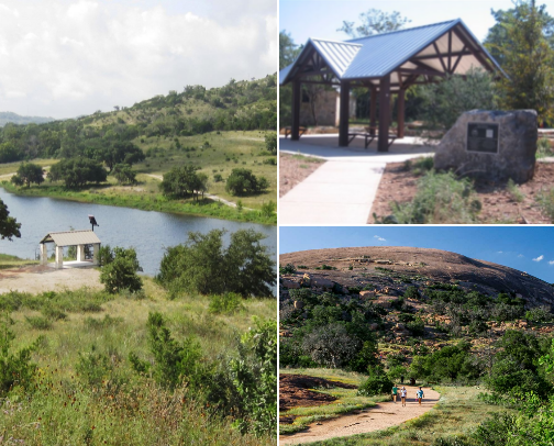 Best kid friendly parks/ hikes / river access in the Texas hill country cover photo collage
