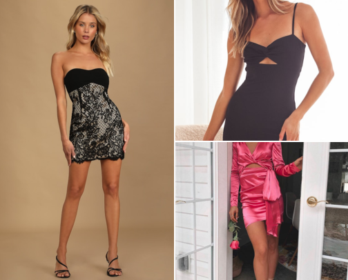 Night Out Outfit Pieces: Mini Dresses, Corset Tops & Clutches (Lulus) cover photo collage