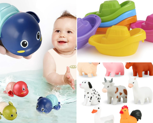Toddler bath time toys recs cover photo collage