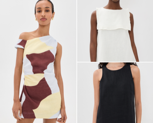 Linen Summer Dresses, Elevated Tops & Blouses, Statement Designer pieces cover photo collage