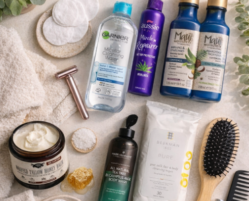 Random Beauty Products I Keep Rebuying Because They Actually Work cover photo collage