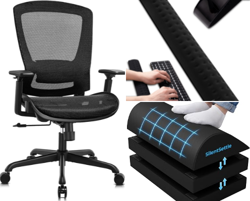 Desk Accessories, Workspace Setup & Home Office Guide (Amazon Dual-Monitor Mounts, Ergonomic Chairs & Desk Organizers Edition) cover photo collage