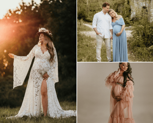 Maternity dress for photoshoot/Babyshower cover photo collage