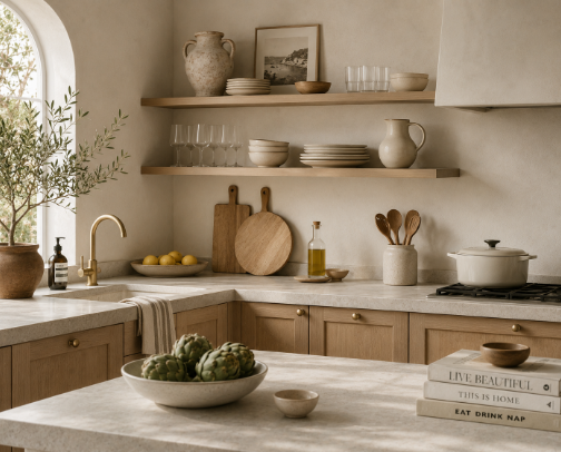 🤍 The Mediterranean Minimal Kitchen cover photo collage