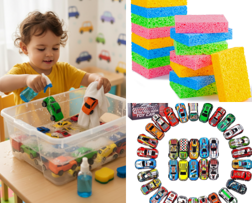 DIY Toddler Car Wash Station | Outdoor or Indoor Water Play Activity cover photo collage