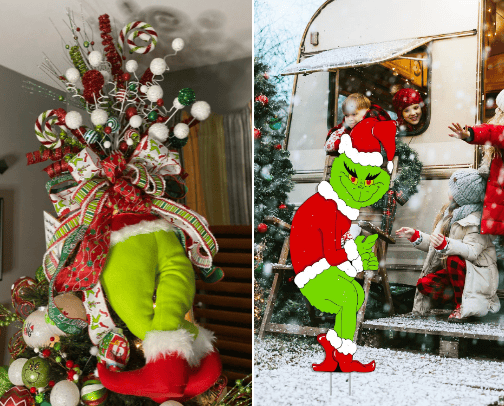 Grinch tree decor cover photo collage