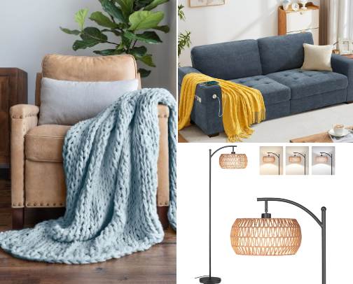 Cozy, comfort-boosting picks for a living room cover photo collage