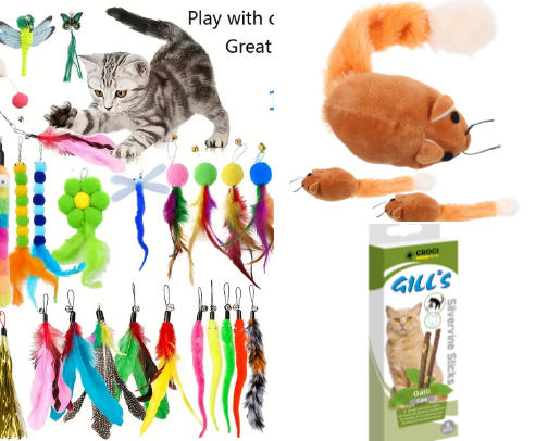 Cat toys that your cat won't get enough off! cover photo collage