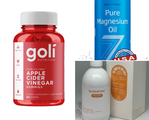 Vitamins , Collegan, Hair, Skin & Nails, Magnesium , other essential sprays cover photo collage