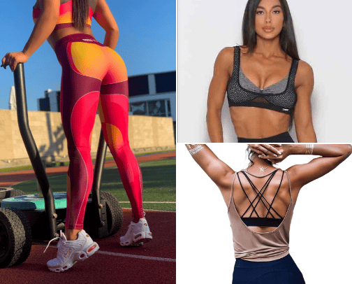 Women's cute workout clothes cover photo collage