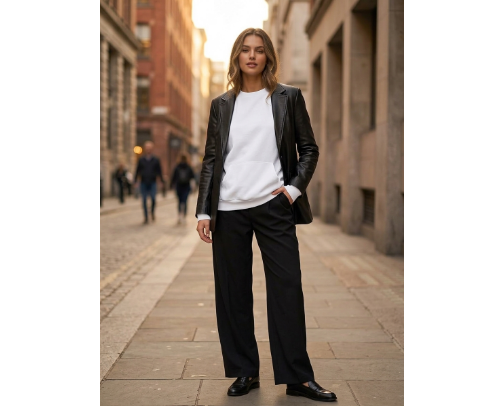 Smart Casual Tailoring Outfit | Loafers Meets Sweatshirt cover photo collage