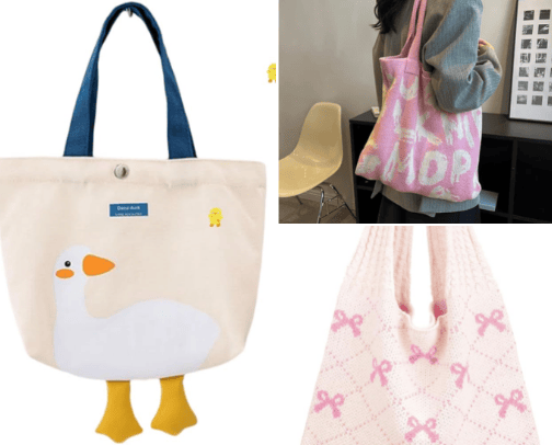 Cute Canvas Tote Bag for Women (❤️ ω ❤️) cover photo collage