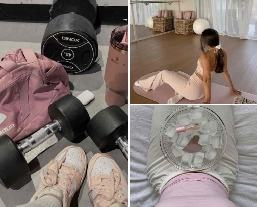 that girl gym bag 🩶 cover photo collage