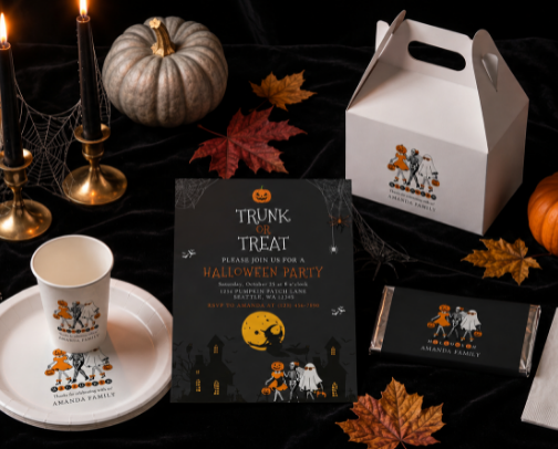 Cute & Spooky Halloween Girls Skeleton Party Collection cover photo collage