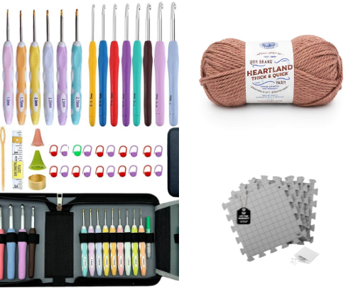 Crochet materials cover photo collage