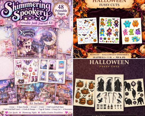Halloween Junk Journal Kits cover photo collage