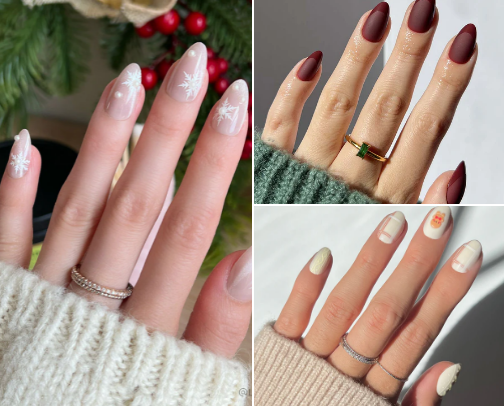 winter & holiday nails ❄️ cover photo collage