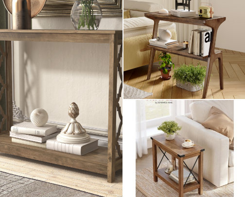 Furniture Favorites to place your odds and ends…plus your coffee cover photo collage