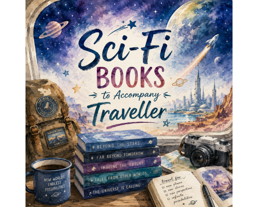 🚀My Sci-Fi Adventures for Every Journey: 20 Mind-Blowing Books to Pack for Your Next Trip cover photo collage