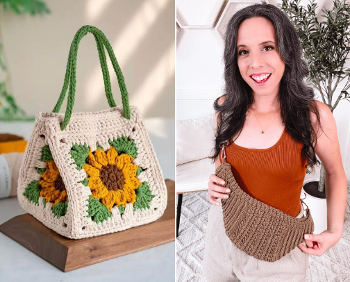 Knitting Bag; Crochet Pattern cover photo collage