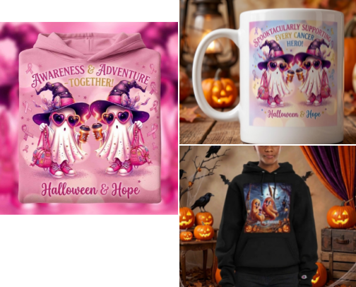 Halloween & Cancer PINK cover photo collage