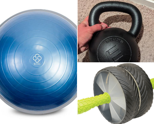 My favorite fitness equipment that helps me with building core strength, improving balance, and so much more! cover photo collage