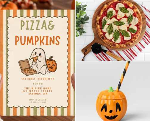 Pizza & Pumpkins Halloween Party Ideas cover photo collage