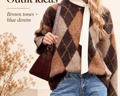 Brown Knit Outfit Ideas: Argyle Sweaters & Neutral Styling cover photo collage