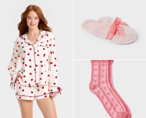 The Cutest Valentine's Day PJs, Slippers, Socks, & Eye Masks cover photo collage